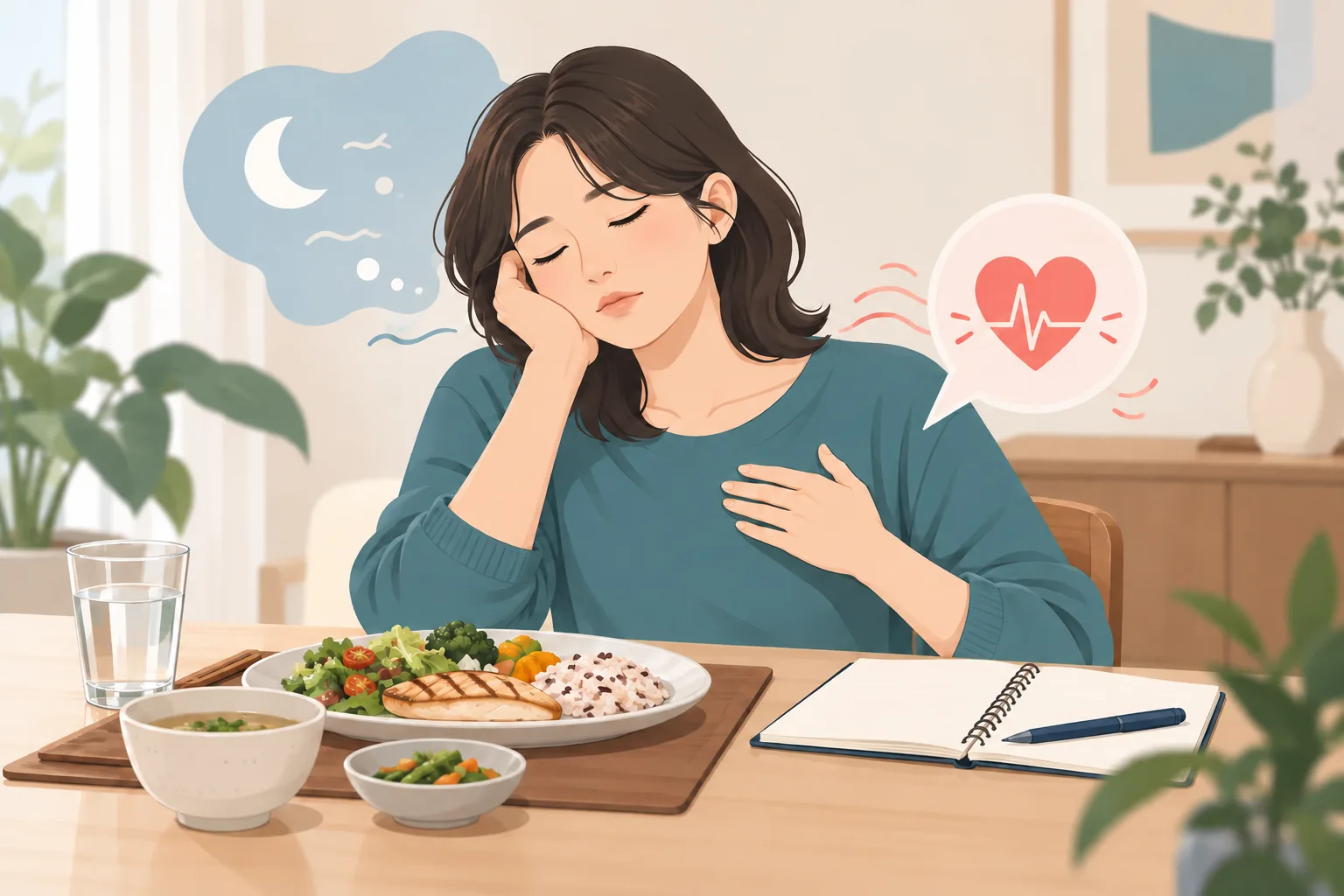 발산역에서 식사 뒤 갑자기 졸리고 두근거림이 반복되면 무엇을 기록해야 하나요?