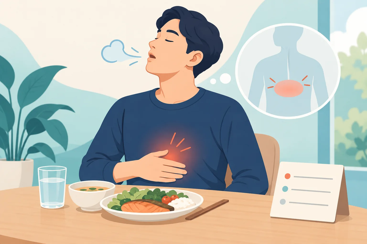 등촌동에서 식사 후 명치 통증과 트림이 반복되면 진료 전에 무엇을 기록해야 하나요?