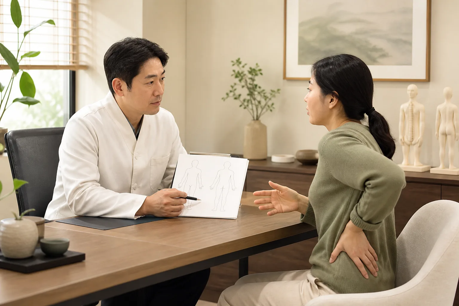 강서구 허리 통증 건강정보 일러스트 한의학적 진료 계획