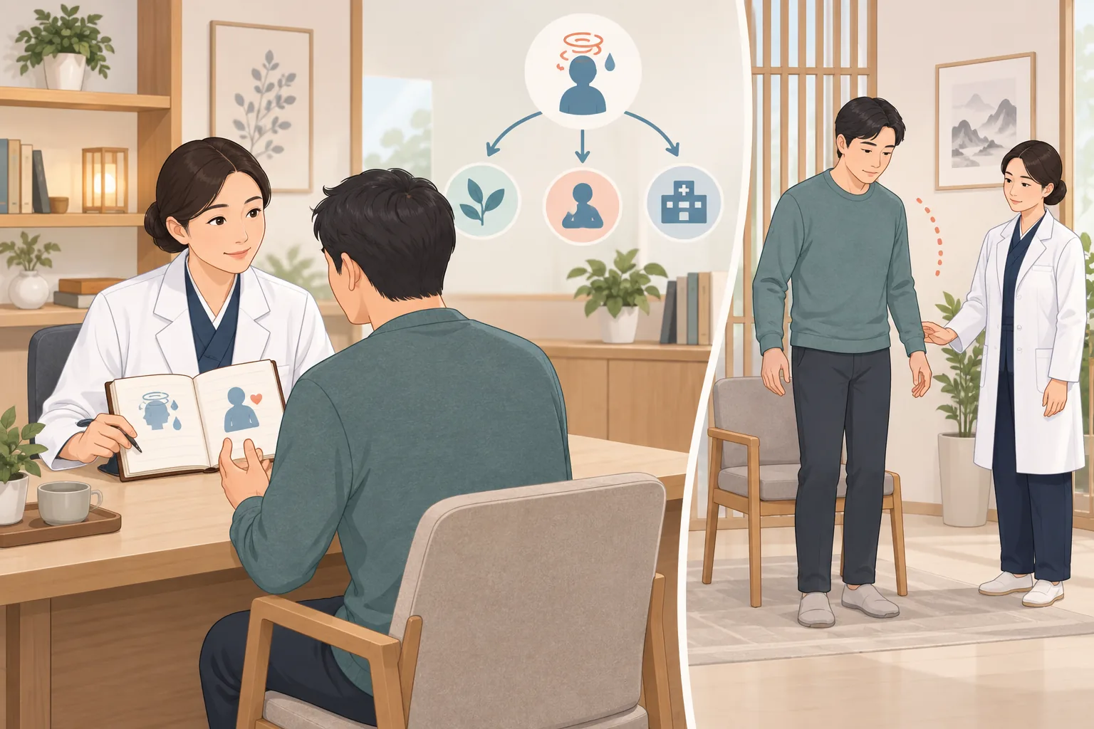 배변 중 어지럼 건강정보 일러스트 한의학적 진료 계획