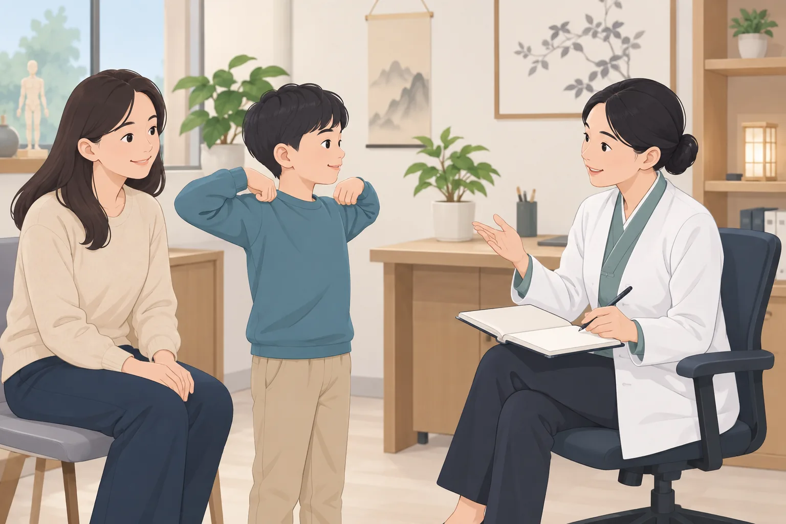 소아 자세 건강정보 일러스트 한의학적 진료 계획