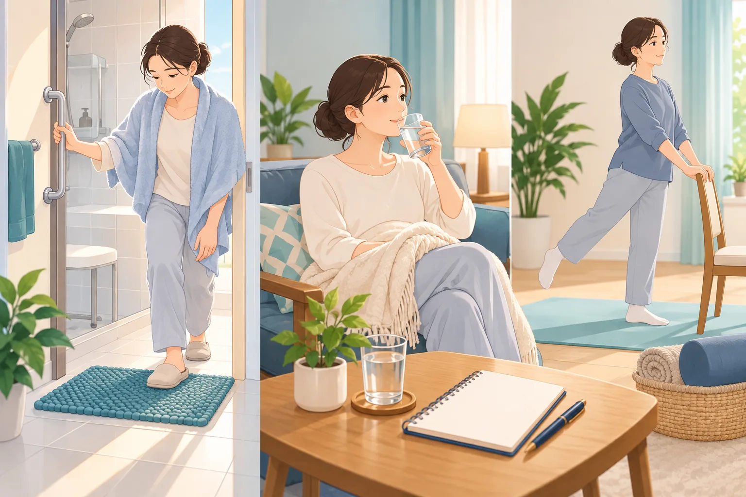 샤워 후 어지럼 건강정보 일러스트 생활 관리