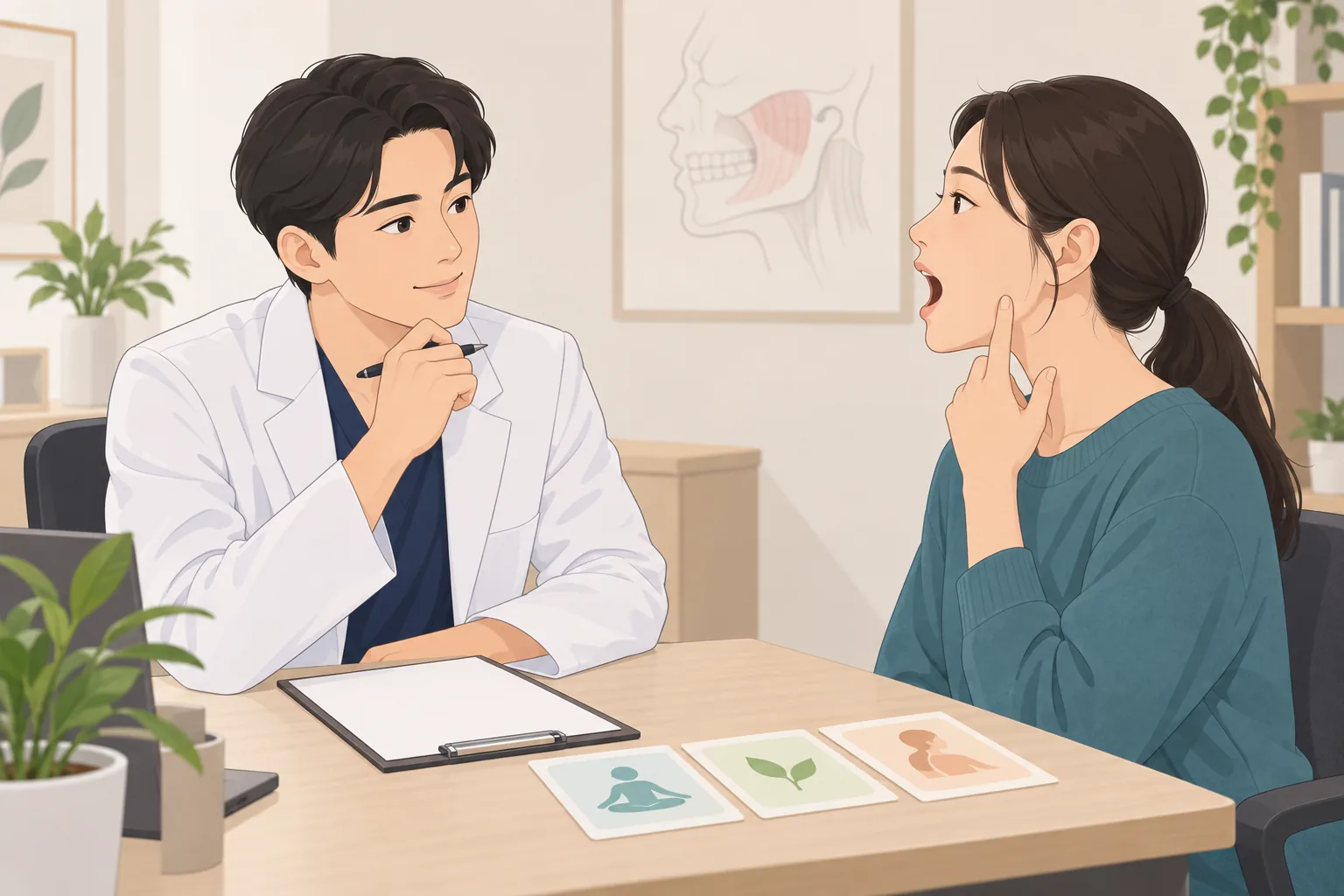 턱관절 주변 통증 건강정보 일러스트 한의학적 진료 계획