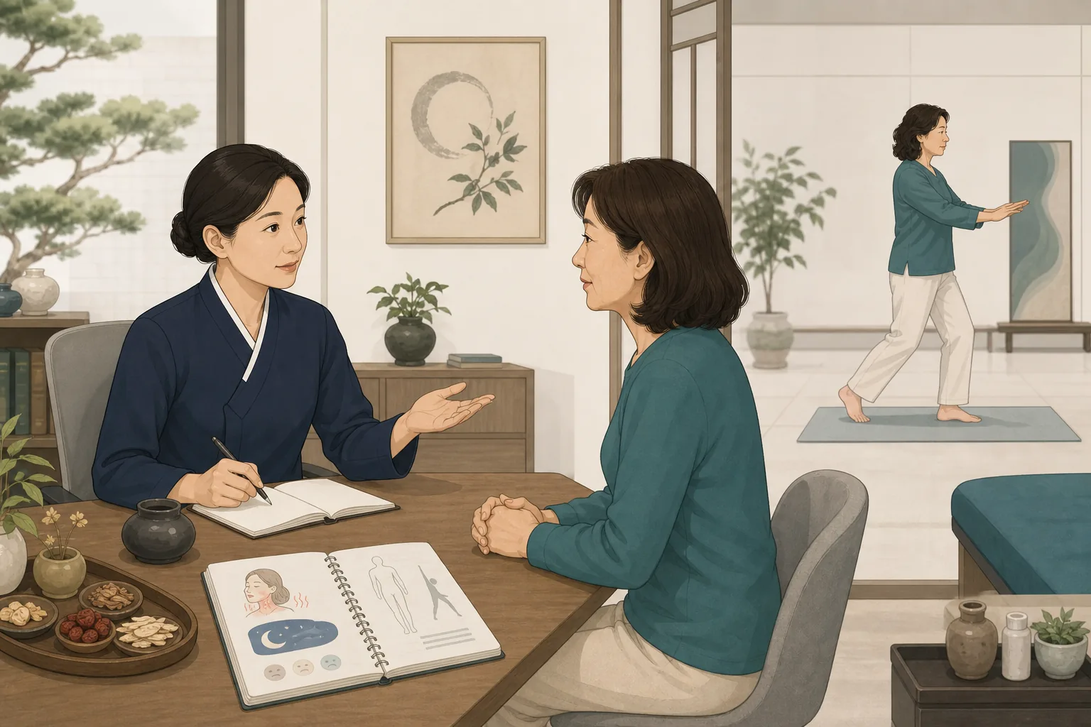 강서구 갱년기 건강정보 일러스트 한의학적 진료 계획