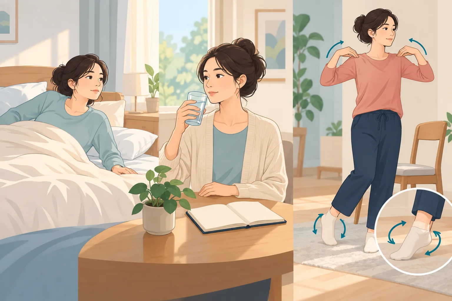 기상 후 두근거림 건강정보 일러스트 생활 관리